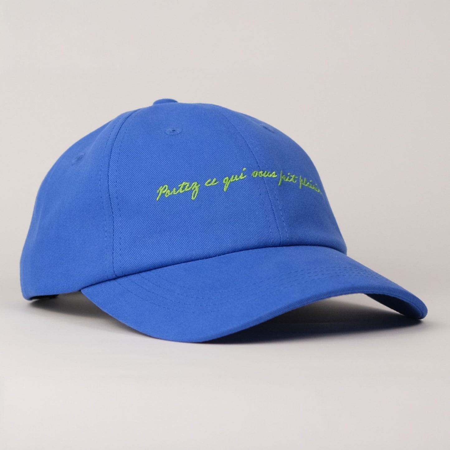 “Wear What Makes You Happy” Cap - Electric Blue/Lime Green