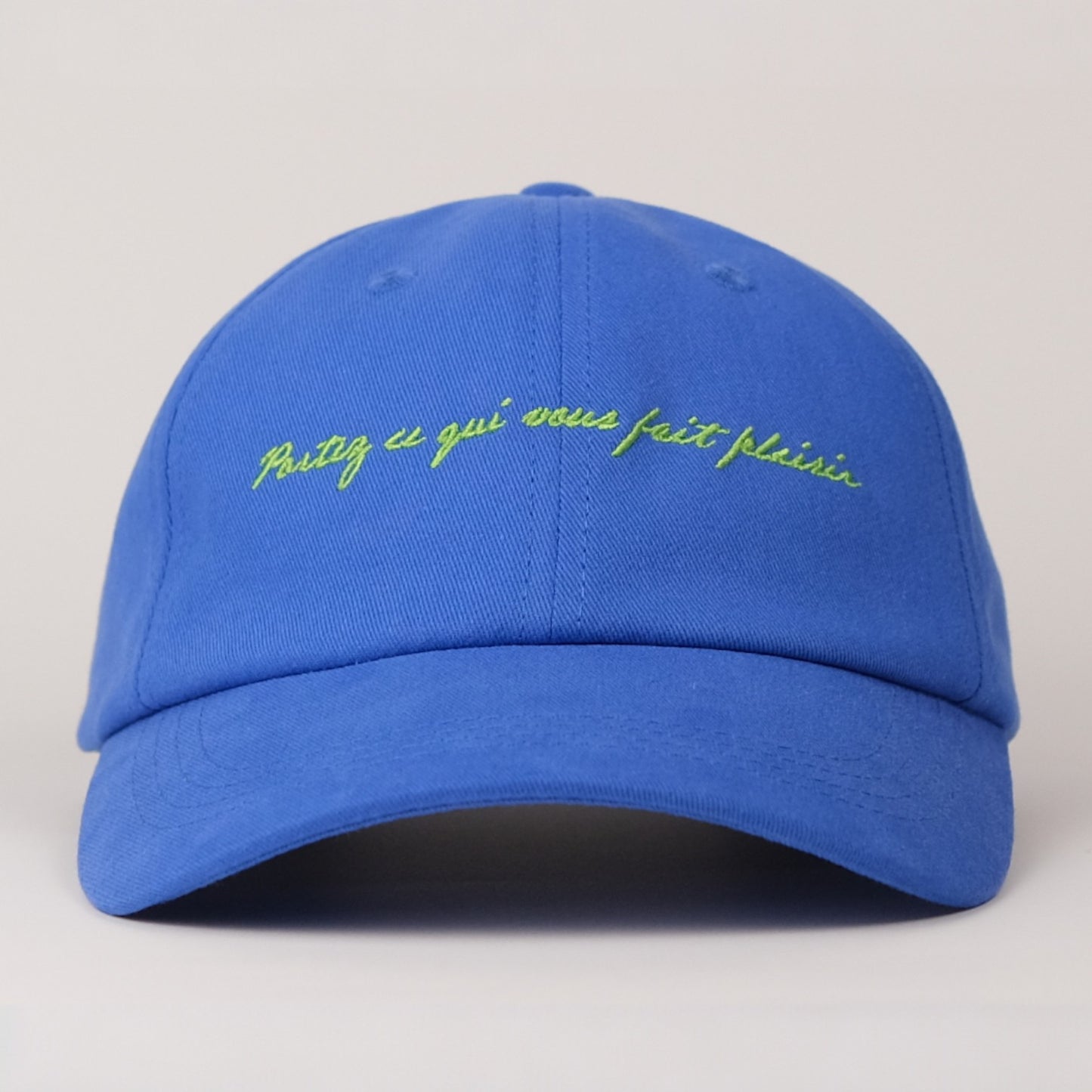 “Wear What Makes You Happy” Cap - Electric Blue/Lime Green